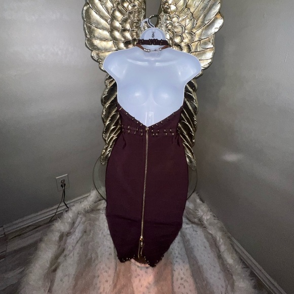 Gorgeous Akira Burgandy Bandage bodycon Dress size M - Picture 7 of 16